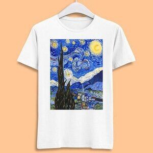 The Starry Night Vincent Van Gogh Art Graphic T-Shirt Unisex Gift Tee 159